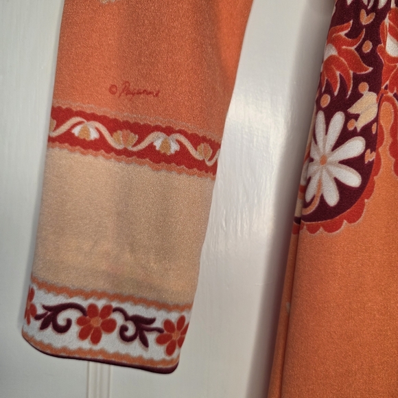 Vintage 1970s Paganne Dress by Gene Berk – Size 14 / M – Coral Floral - Picture 4 of 12